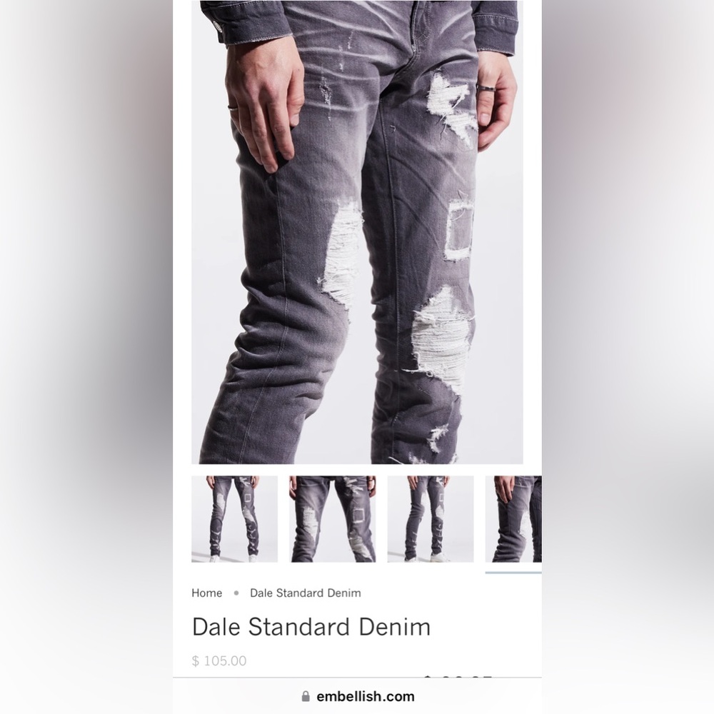 BRAND NEW NEVER WORN MENS EMBELISH JEANS SIZE 42.